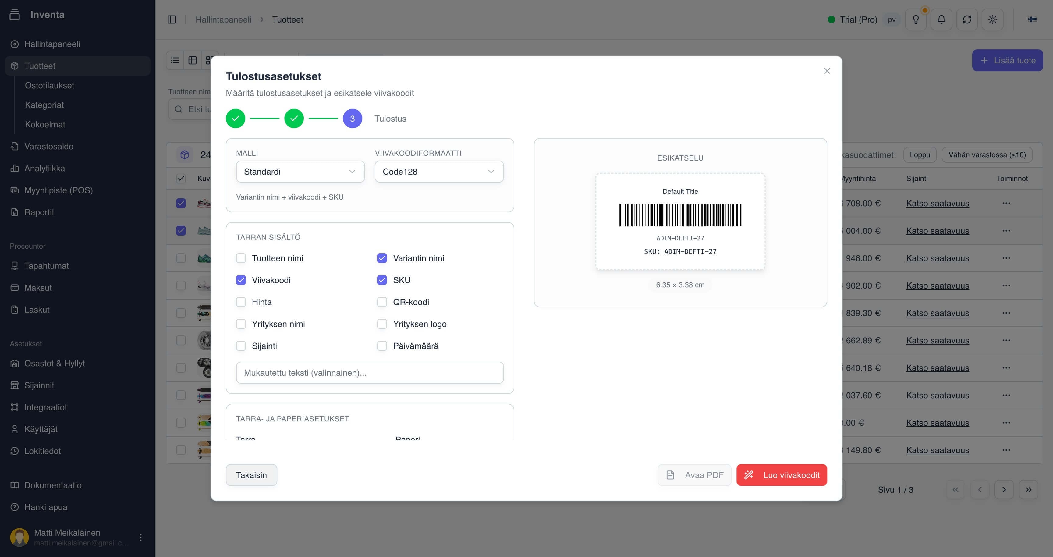 Generoi SKU-koodit automaattisesti