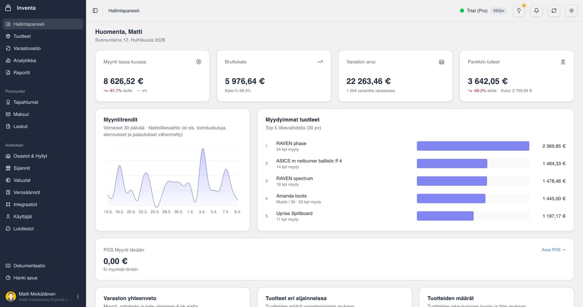 Inventa dashboard preview